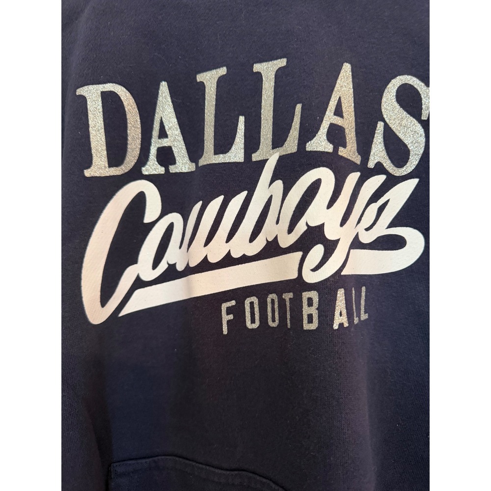 Dallas Cowboys Her Style Womens Navy Blue Glitter Graphic Hoodie Large - Picture 2 of 4